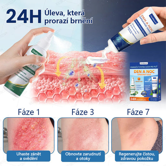 CleraNaure® Systém pro denní a noční péči o ekzémy –⚡ dvojbalení bez steroidů pro úlevu od intenzivního svědění, zarudnutí a porušené pokožky (akční nabídka)- 🌻