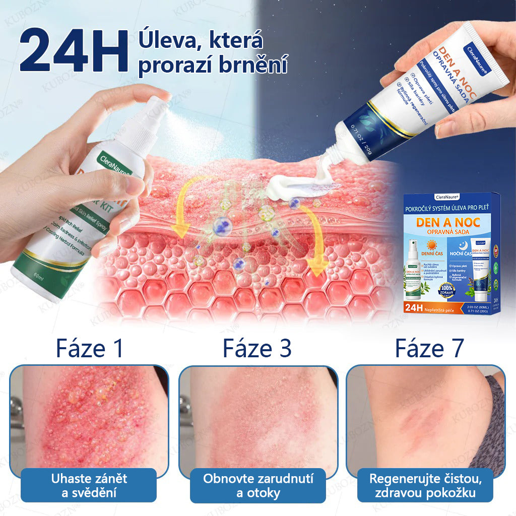CleraNaure® Systém pro denní a noční péči o ekzémy –⚡ dvojbalení bez steroidů pro úlevu od intenzivního svědění, zarudnutí a porušené pokožky (akční nabídka)- 🌻