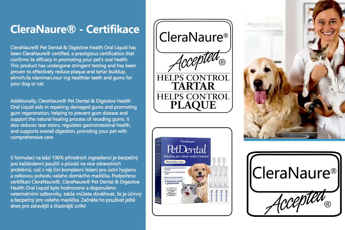 [Oficiální obchod] CleraNaure® Pet Dental & Digestive Health Oral Liquid – Osvěžuje dech, odstraňuje zubní kámen, podporuje regeneraci dásní a stabilizuje zuby (pro kočky a psy)  – Ušetřete dnes 80 %!