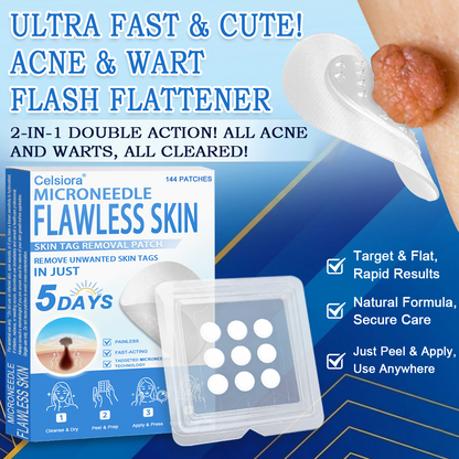 upsell-📌 Celsiora® 2-in-1 Microneedle & Hydrocolloid Patch | Raised Moles,Acne,  Flat Warts & Skin Tags Remover | Improves Wrinkles, Scars & Blemishes | Invisible Star Pimple Patches for Face & Body | 144 Count (Copy)