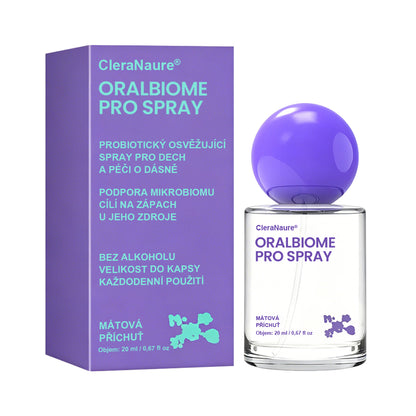 ✨ MODERNIZACE SVĚŽÍHO DECHU PRO KAŽDODENNÍ POUŽITÍ 💜 CleraNaure® OralBiome Pro Spray 🦷 Probiotická podpora pro svěží dech, pohodlí dásní a ústní rovnováhu ✨