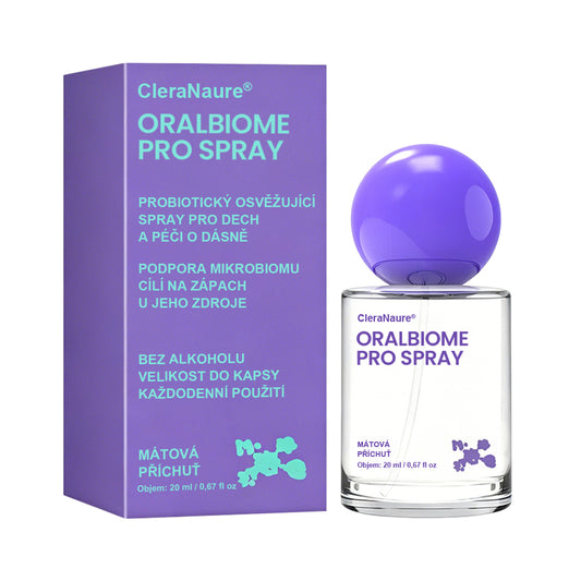 ✨ MODERNIZACE SVĚŽÍHO DECHU PRO KAŽDODENNÍ POUŽITÍ 💜 CleraNaure® OralBiome Pro Spray 🦷 Probiotická podpora pro svěží dech, pohodlí dásní a ústní rovnováhu ✨
