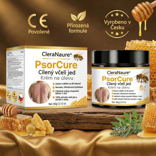 Ledenová Speciální Nabídka | CleraNaure® PsorCure Cílený Krém s Včelím jedem pro Úlevu od Psoriázy