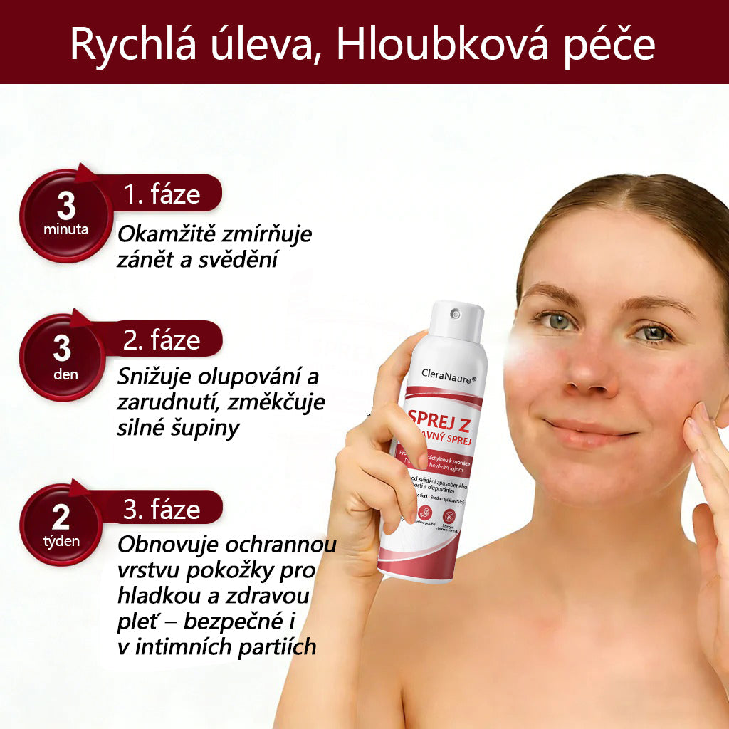 🔴CleraNature® Sprej s Hovězím Tvarohem pro Svědící, Olupující se Pokožku Při Psoriáze