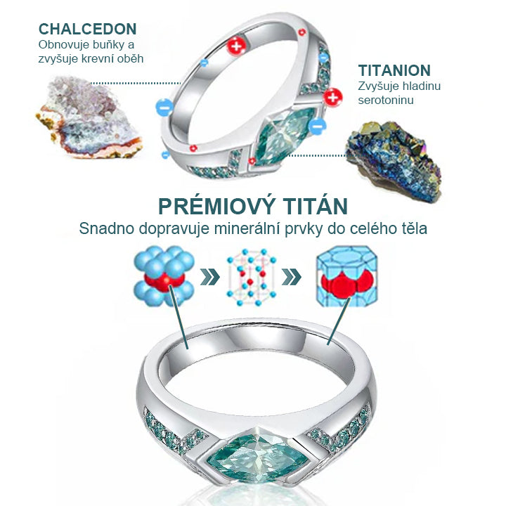 CleraNaure® Magnetologický prsten s moissanitovým diamantem