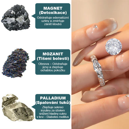CleraNaure® Magnetologický prsten s moissanitovým diamantem