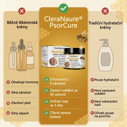 Ledenová Speciální Nabídka | CleraNaure® PsorCure Cílený Krém s Včelím jedem pro Úlevu od Psoriázy