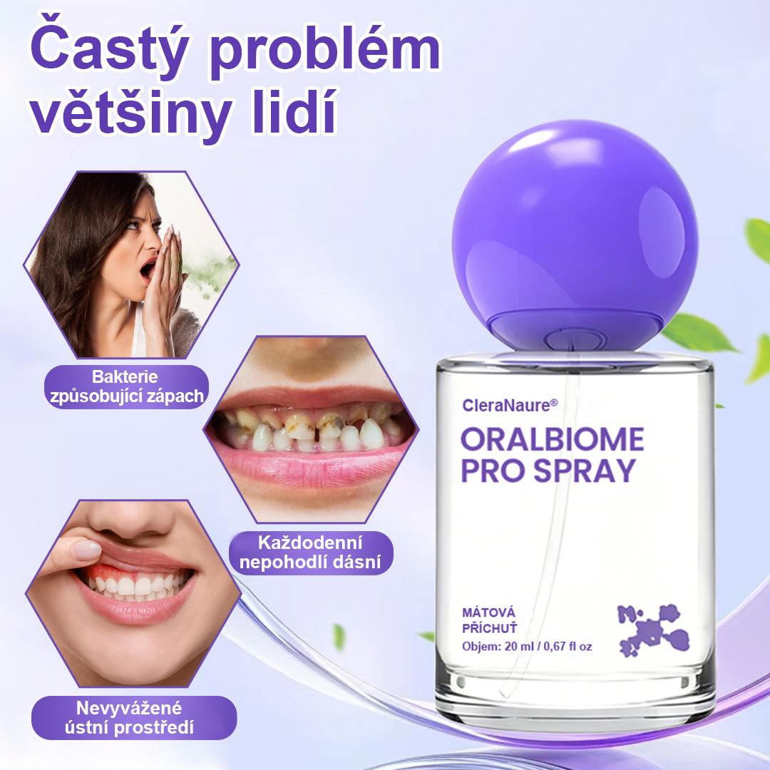 ✨ MODERNIZACE SVĚŽÍHO DECHU PRO KAŽDODENNÍ POUŽITÍ 💜 CleraNaure® OralBiome Pro Spray 🦷 Probiotická podpora pro svěží dech, pohodlí dásní a ústní rovnováhu ✨